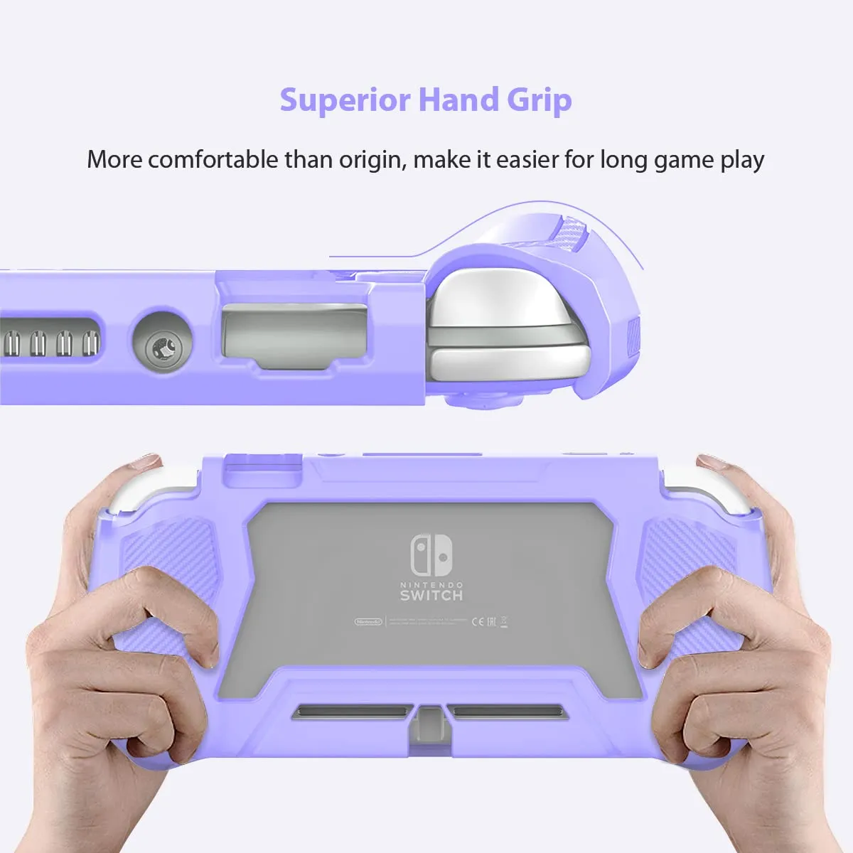 Switch Lite Case Protective Case for Nintendo Switch Lite, Compatible with Nintendo Lite Screen Protector Cover Hand Grip Cover with Detachable TPU Built-in PC Screen (Purple)