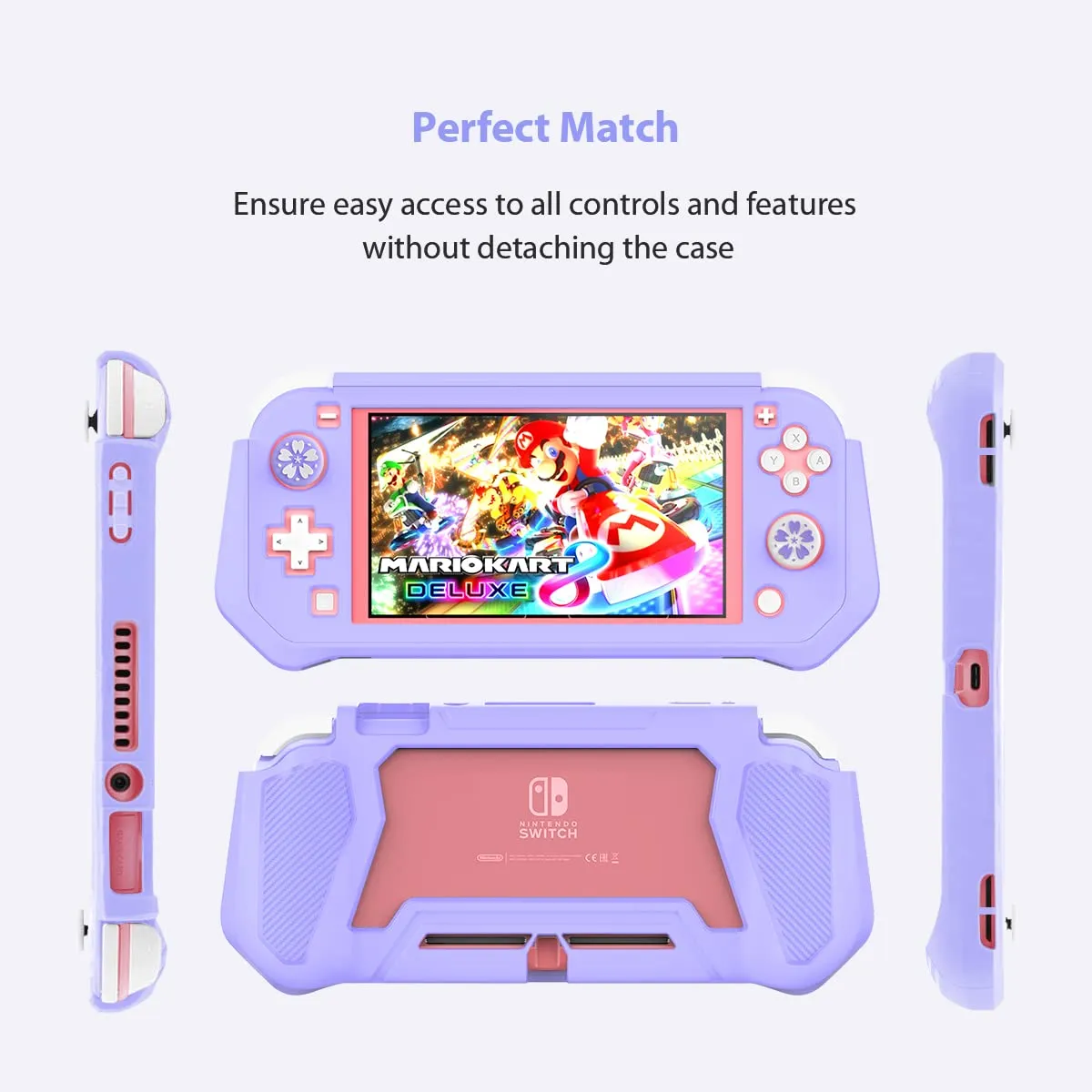 Switch Lite Case Protective Case for Nintendo Switch Lite, Compatible with Nintendo Lite Screen Protector Cover Hand Grip Cover with Detachable TPU Built-in PC Screen (Purple)