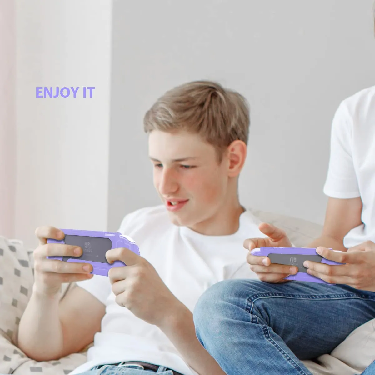 Switch Lite Case Protective Case for Nintendo Switch Lite, Compatible with Nintendo Lite Screen Protector Cover Hand Grip Cover with Detachable TPU Built-in PC Screen (Purple)