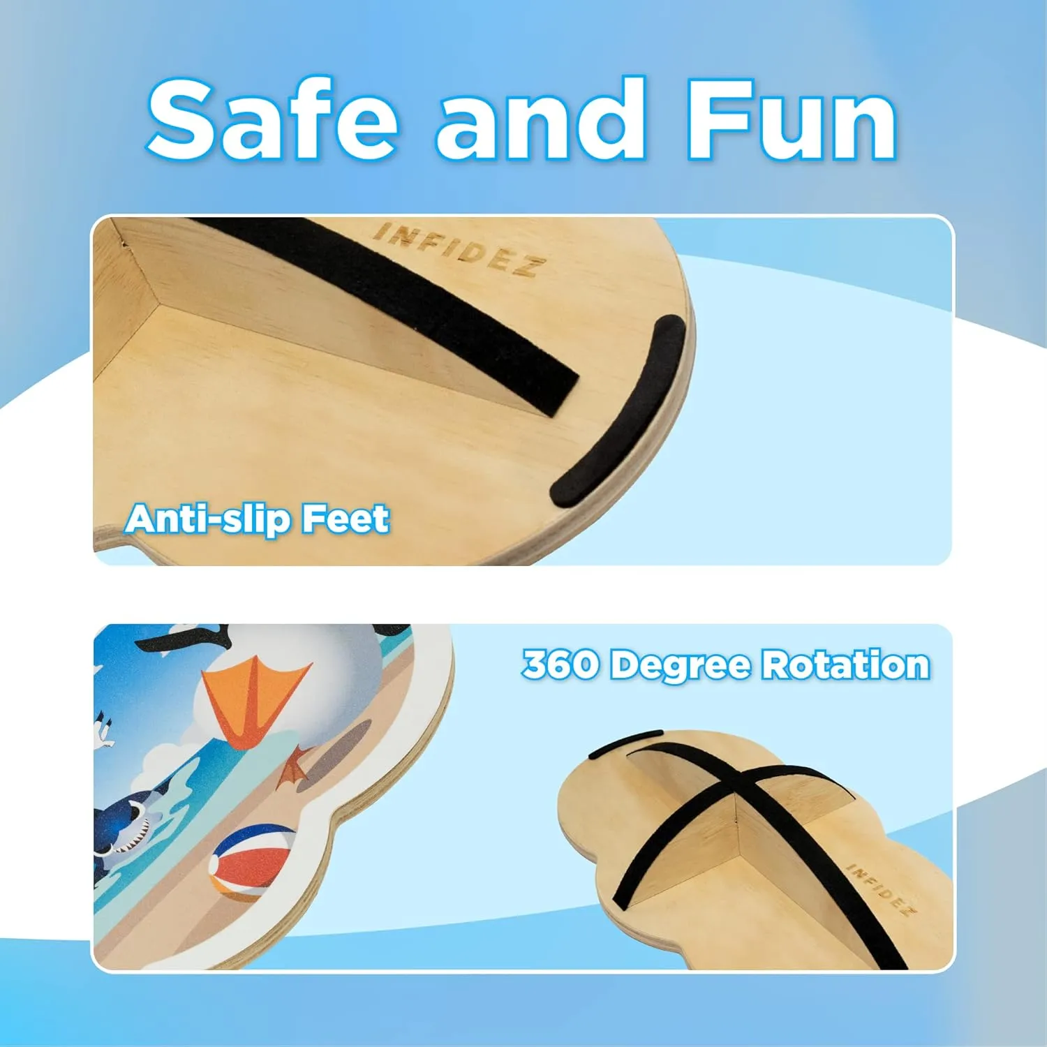 Wooden Balance Board Kids, Wobble Board For Balance, Balance Board Toddler Supporter, Balance Boards for Stability and Core Training
