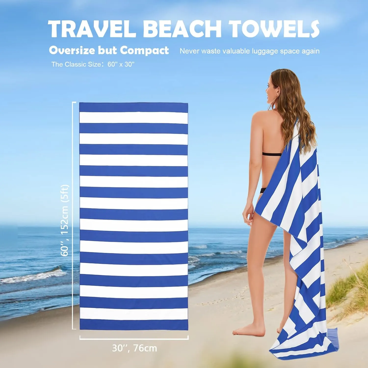 Your Choice Microfiber Quick Dry Sand-Free Beach Towel for Adults & Kids (67x35 Inch, 60x30 Inch) - Oversized, Compact, Lightweight, Absorben